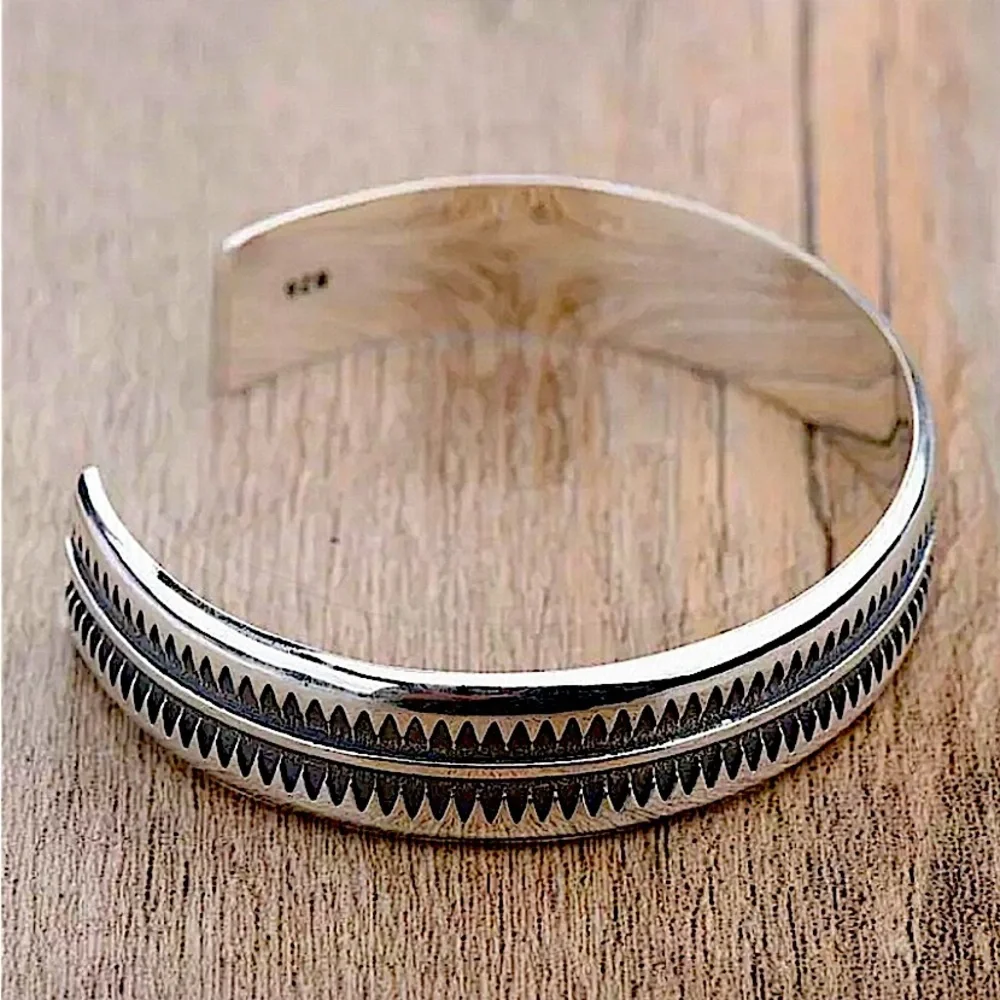 Minimalist Tooth Sterling Silver Cuff Bangle Bracelet